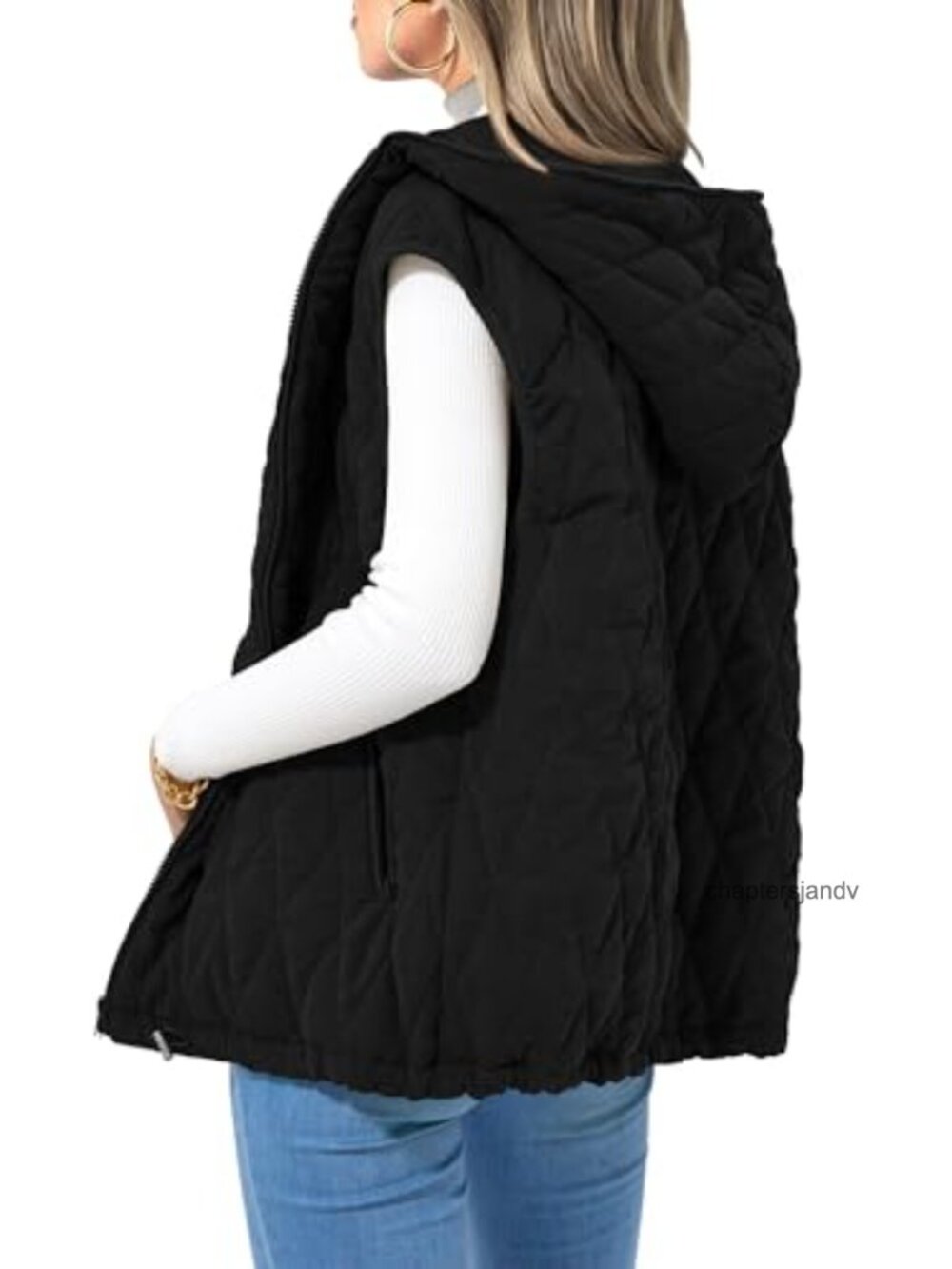 Women's Hooded Zip Up Puffer Vest Sleeveless Quilted Fall Jacket